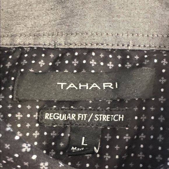 Tahari Men's Black and White Dotted Shirt L long sleeve - Picture 2 of 3